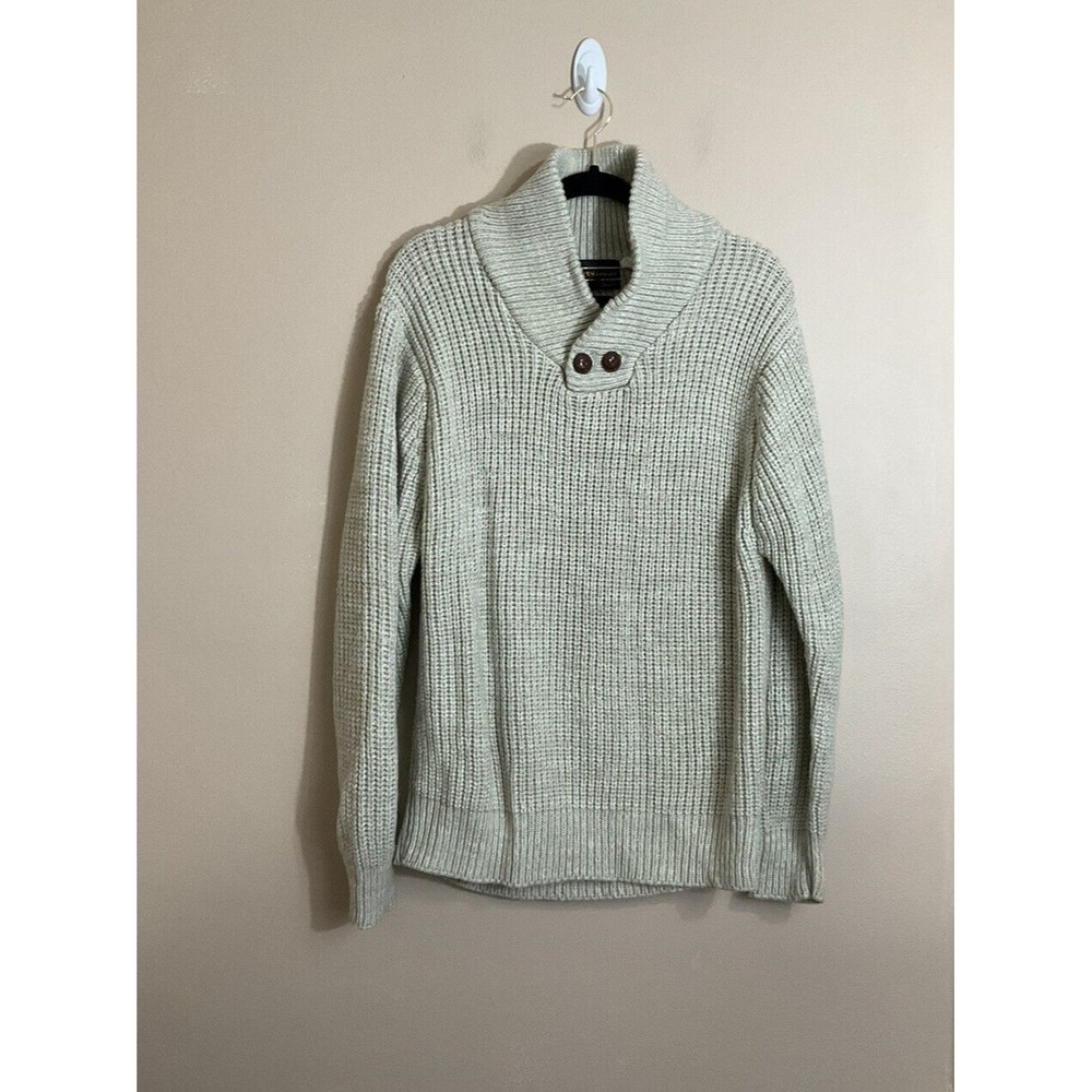 VTG Sears Sportswear Mens Sweater Size XL Beige Grandpa Minimalist Buttons Retro
